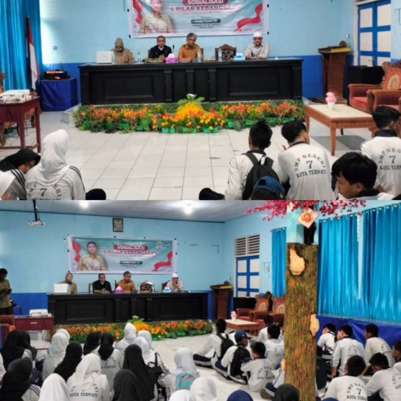 Senator DPD RI Dapil Malut, Bang HY saat sosialisasi Empat Pilar Kebangsaan, di SMPN 7 Ternate 