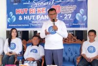 Ketwil PAN Malut, Dr. Kasman H. Ahmad, S.Ag., M.Pd, saat beri sambutan pada pembagian sembako di sekertariat PAN Malut 