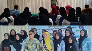 Sambutan Camat Pulau Ternate Gamlamo, saat pengukuhan pengurus Pokja Bunda PAUD 