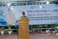 Sambutan malam ramah tamah. Oleh Camat Pulau Ternate Gamlamo, Royandi Nasir, SH 