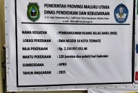 Papan Proyek pekerjaan RKB SMA Negeri 10 Kota Ternate, 