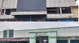 Tampak luar gedung pasar Bastiong dan gedung pasar Syariah Sasa