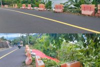 Kondisi jalan raya di tanjakan Ngade, Kota Ternate pasca longsor 